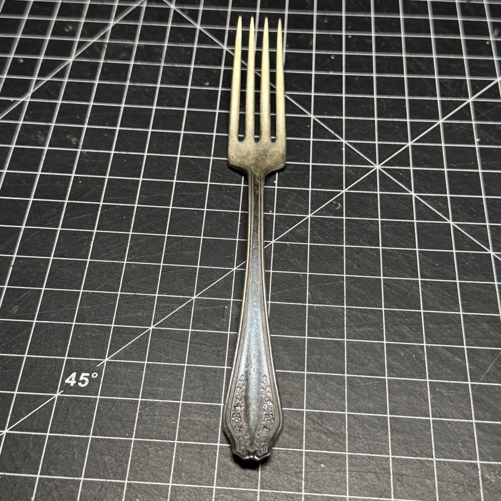 Rogers & Bro A1 XII Silverplate Dinner Fork Magnolia Pattern Monogram S 7.5in